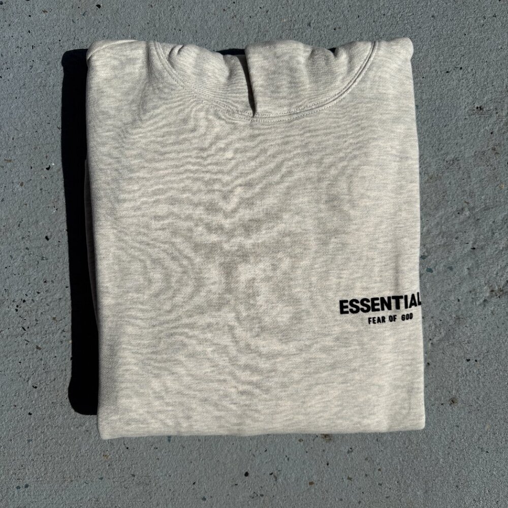 Fear of God Essentials Hoodie Grey Light Oatmeal Size Medium - Picture 12 of 12